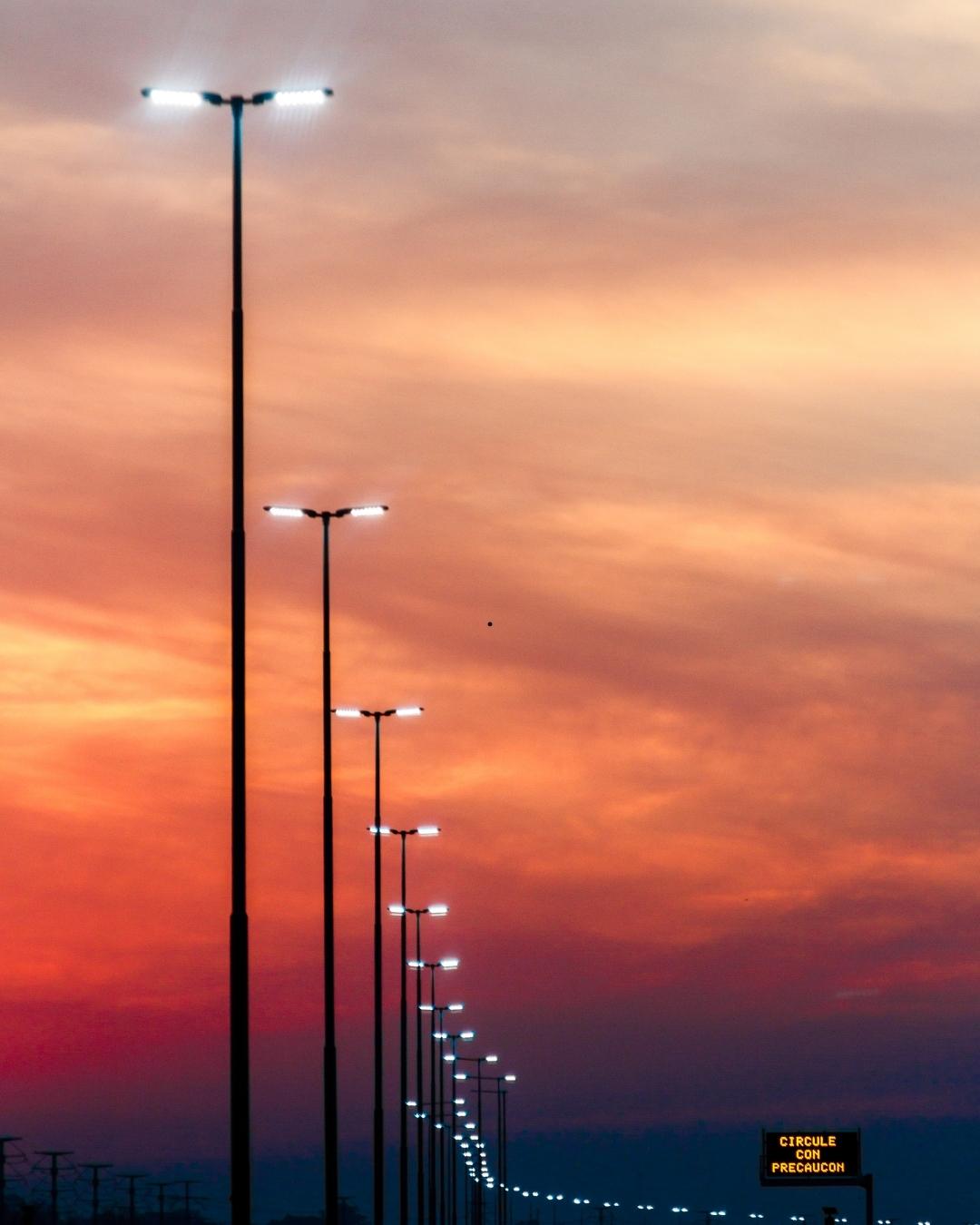 High Masts Light Poles on Highway in Dubai